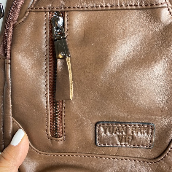 NWT Ekphero® Men  Leather Crossbody Bag Coffee - Picture 5 of 9